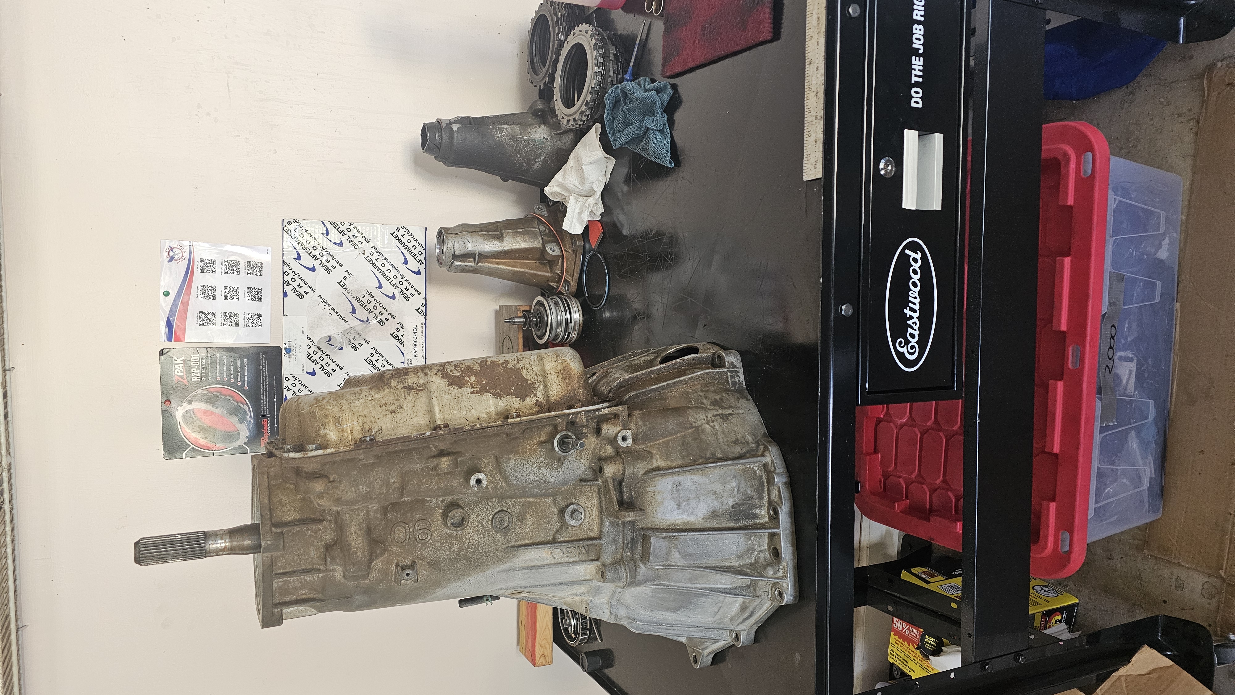 Original 4L60E transmission core before teardown