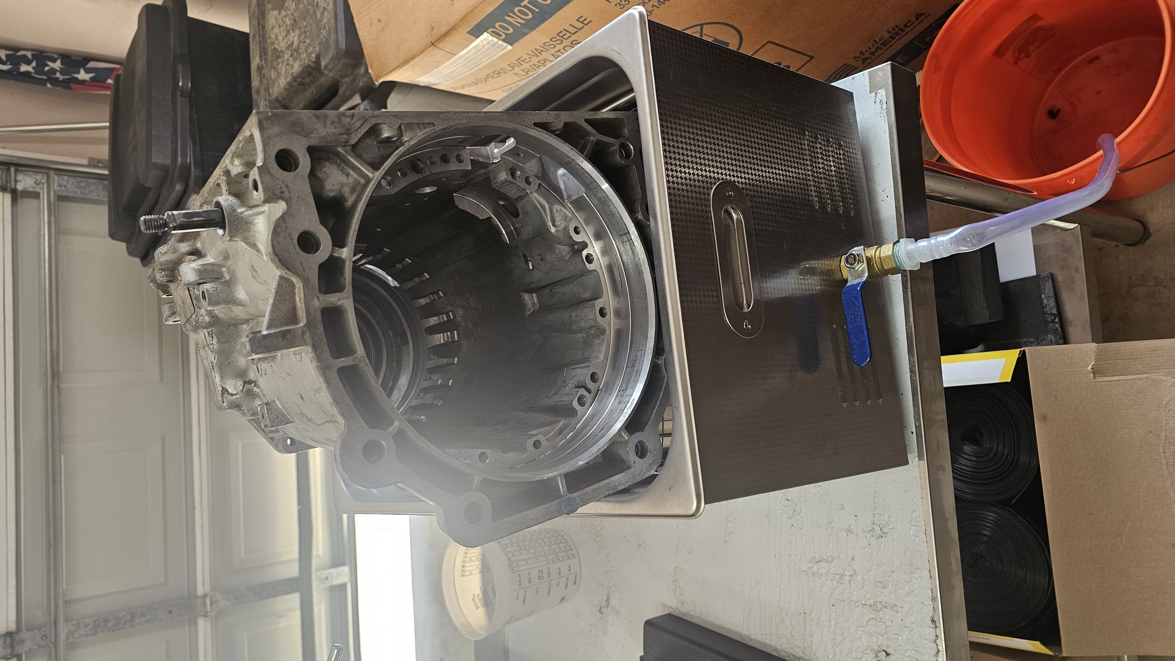 4L60E transmission case during the cleaning process