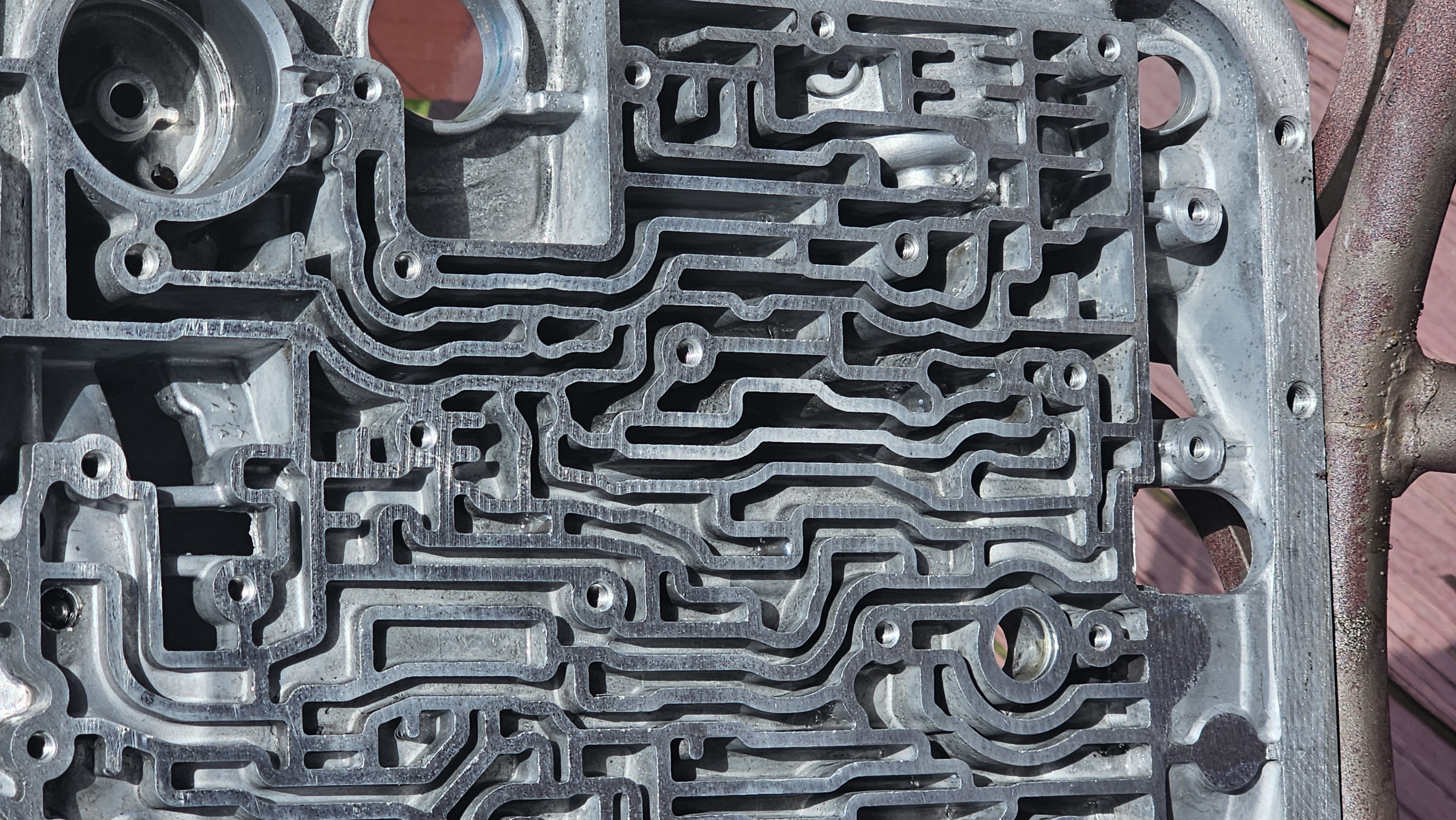 Cleaned transmission case passages and internal surfaces